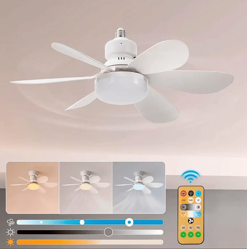 ❄️ Ventilador de techo moderno con LED multicolor, control de velocidad y temporizador