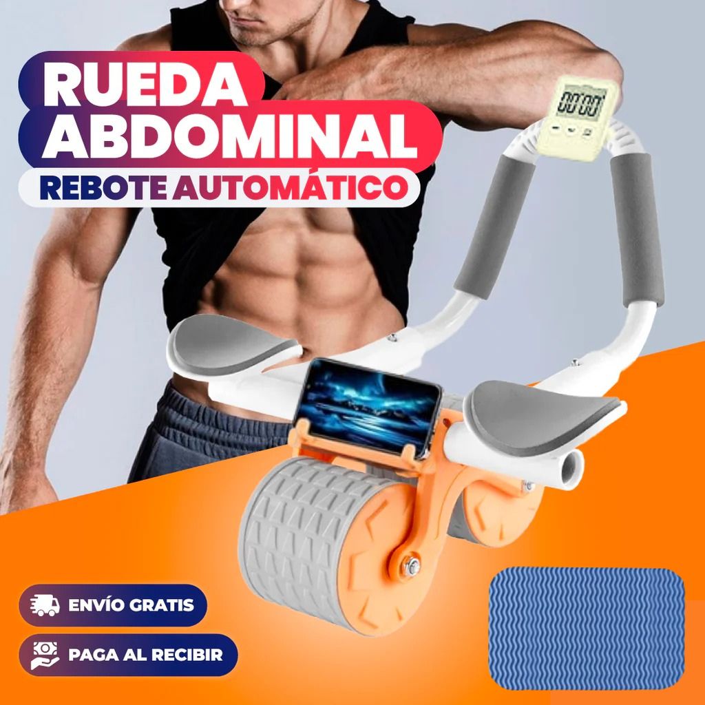 🔥 Rueda Abdominal Completa – Monitor Digital, Rebote Automático y Soporte Celular