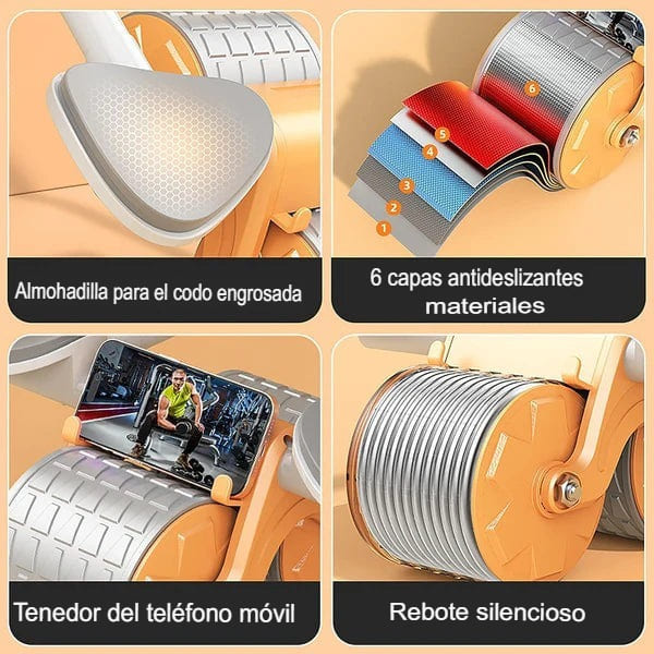 🔥 Rueda Abdominal Completa – Monitor Digital, Rebote Automático y Soporte Celular