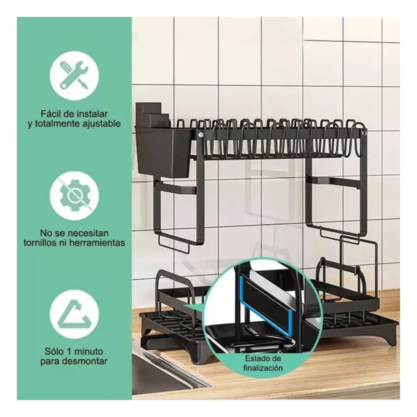 ESCURRIDOR DE PLATOS PREMIUM - 2 NIVELES COMPLETO 🍽️✨