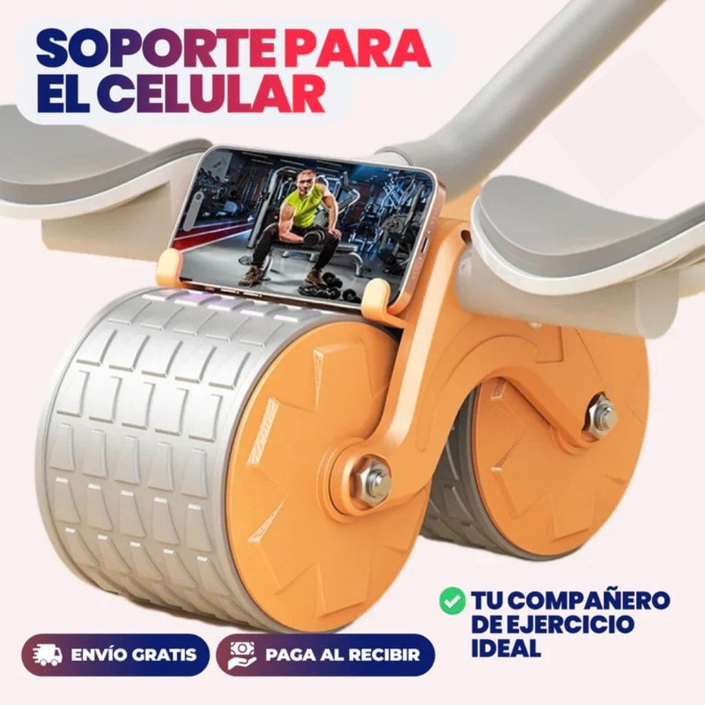 🔥 Rueda Abdominal Completa – Monitor Digital, Rebote Automático y Soporte Celular