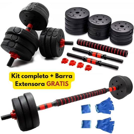 💪 Kit de Pesas 44 LBS + Barra Acolchada ¡Gratis! 🔥 Más de 20 piezas