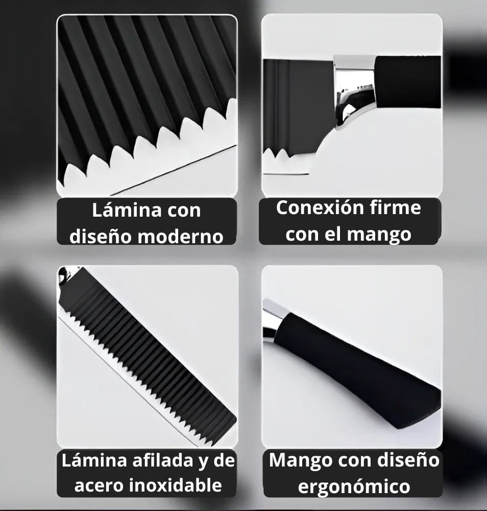 Set de Cuchillos de Chef Profesionales (6 Pzs) • Acero de Alto Carbono Reforzado Ultra-Resistente