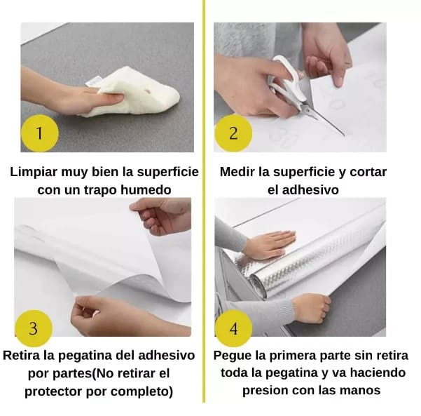 Papel Aluminio Adhesivo Multisuperficie – 5metros x 60cm | Resistente al Agua y al Calor