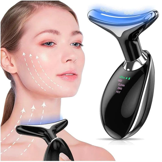 Masajeador Facial 3 en 1 con Luz LED, Calor y Vibración – Efecto Lifting