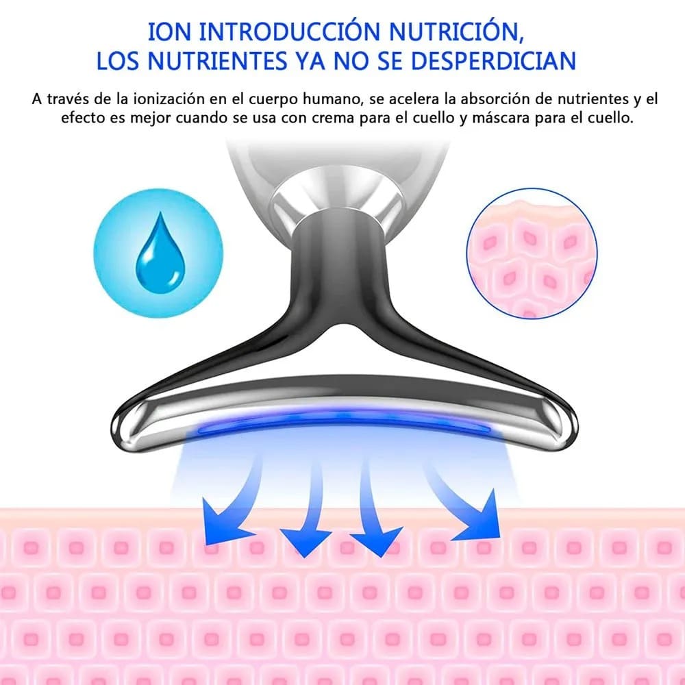 Masajeador Facial 3 en 1 con Luz LED, Calor y Vibración – Efecto Lifting