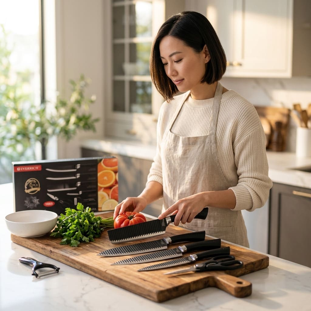 Set de Cuchillos de Chef Profesionales (6 Pzs) • Acero de Alto Carbono Reforzado Ultra-Resistente