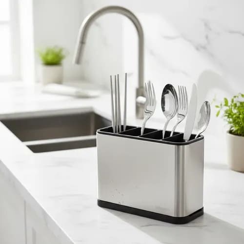 Porta Cubiertos de Cocina en Acero Inoxidable